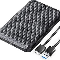 GR Deals New 2.5'' Hard Drive Enclosure SATA to USB 3.0 5Gbps Portable Sata External Enclosure for 7/9.5mm SSD/HDD Up to 4TB Tool-Free Support UASP for Laptop, PC, Computer. (Diamond Design) (Black) image 1