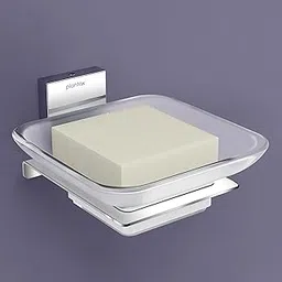Plantex 304 Grade Stainless Steel Soap Dish/Glass Soap Holder/Soap Storage for Bathroom/Bathroom Accessories - Crystal (Chrome)-image-42