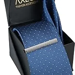 Tie for Men – Self Silk Neck Ties Set with Cufflinks Flower Pin, Pocket Square & Black Gift Box, Combo Necktie Sets for Office Wear, Formal Suits & Weddings (Elegant Blue, NXSMX_142)-image-15