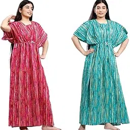geet ethnica Women’s Cotton Nighty – Printed Long Maxi Dress, Drawstring Waist Comfortable Sleepwear Gown-picture-10