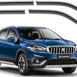 Door Visor/Wind Deflector/Rain Guard Unbreakable Chrome line Compatible for Maruti S-Cross (2018 to Present) Type 2 (Set of 4pc)-picture-62