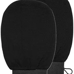 BLUEZ Exfoliating Gloves Exfoliator Mitt - Double Sided Use Scrubbing Gloves Remove Dead Skin, Impurities, Tan Remover Mitt Set for Prep-Self Tanning (Black) (2)-image-26