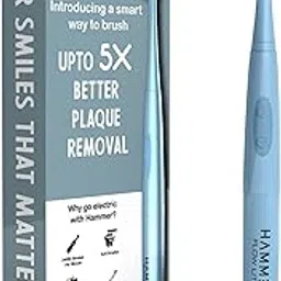 HAMMER Flow Lite Electric Toothbrush for Adults with 120 Days Battery Backup, Water resistant, Super-Soft Bristles (Blue)-image-5