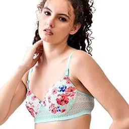 women vibes Women's Floral Padded Bra with Lace Detailing Soft Cotton, Adjustable Straps, Stylish Lingerie Bra Non Wired Padded Bra for Women & Girls-picture-37