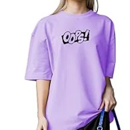 the duffers Oversized Tshirt for Women Oops tees - Round Neck, Half Sleeve, Loose Fit-picture-46