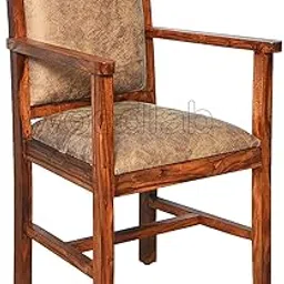 WOODLAB Furniture Sheesham Wood Armchairs Wooden Dining Chairs for Living Room Dining Chiar Home (Teak Finish)-picture-12