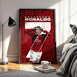Waltractive Cristiano Ronaldo Framed Poster Wall Art Portrait - Perfect Wall Decor for Bedroom, Kids Room and Dorm for cr7 fan - Available in 33x23 and 48x33 CM (13x9 and 19x13 Inch) (F, 13x19 Inch, Cristiano Ronaldo Framed Poster)-picture-53
