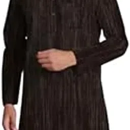 Men's Khadi Cotton Kurta Pyjama Set, Black, Traditional Style, Full Sleeve, Regular Fit-picture-49