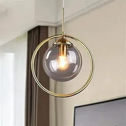 LIODOR Modern Brass Gold Hanging Pendant Ceiling Lamp for Bedroom, Dining Area, Restaurants, and Living Room - Bulb Not Included (Smoke Glass)-picture-33