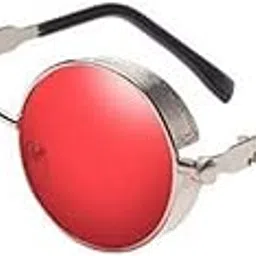 arzonai Mens Round Sunglasses, Silver Frame, Pink Lens (Large) Pack of 1-picture-55