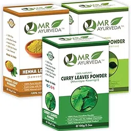 MR Ayurveda Curry Leaves Powder, Henna Powder and Amla Powder - Set of 3 (300 Grams)-picture-14