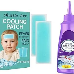 KESI Ornaments 20 Sheets Fever Cooling Patches for Kids & Adults | Instant Cooling Gel Sheets And Active Enzyme Laundry Stain Remover & All Purpose Cleaner- Stain & Odor Remover Combo Pack-picture-28