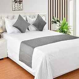 Shri Anand Creations Premium Velvet Quilted Set of Bed Runner (16 x 96 inches) and 2 Cushion Covers (16 x 16 inches) Combo Set- Grey-picture-11
