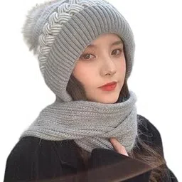 topibaaz Women Winter Beanie Cap Hat for Girl's | Pashmina Cashmere Knitted Faux Fur Warm Snow Wind Proof Skull Woolen Cap for Women | Rabbit Beret Ski Cap Hat for Cold Season | Freesize-picture-40