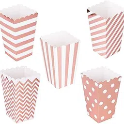 3NH® Popcorn Party Favor Containers Paper Popcorn Boxes Candy Containers Dessert Tables Movie Wedding Birthday Party Supplies Set of 100, Rose Gold-picture-57