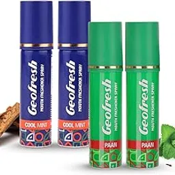 Geofresh Ayurvedic Instant Mouth Freshener Spray 15g Each (2 - Paan & 2 - Cool Mint) - Combo Pack of 4-picture-29