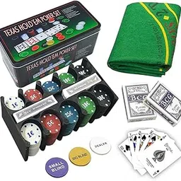 Storio Adult Casino Style 200 Pcs Poker Chips Set in a Tin Case, 2 Decks of Cards, 1 Dealer Button, 1 Big Blind Button, 1 Small Blind Button-picture-17