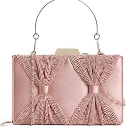 Glam Bow Elegant Pleated Bridal Clutch | Perfect For Gifting | Women Party Bridle - Glam Bow Collection-image-5
