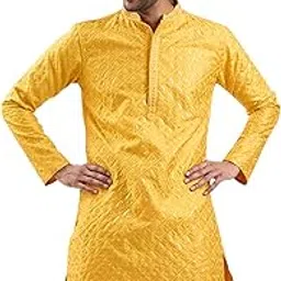 vastramay Men's Silk Blend Kurta, Silk Blend Allover Embroidered and Sequined Work Kurta for Men for Weddings & Festivals, Traditional Indian Wear-picture-30
