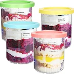 RYSIMWU For Ninja Creami Deluxe Pints and Lids 4 Pack, NC500 NC501 Ice Cream Pint fit for Ninja Delux Ice Cream Maker, 24 oz. food container for Ninja Cream Deluxe (Blue,Pink,Yellow,Green)-picture-14