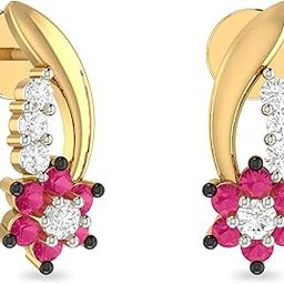 pc jeweller Yellow Gold and Diamond Stud Earrings for Women-picture-15