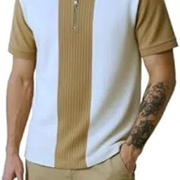 try this Regular Fit Solid Collared with Chain Half Sleeves Classy T-Shirt for Men, Polo Shirt Lightweight Casual Golf Shirts Collared T Shirt-picture-42
