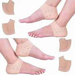 ROYALDEALSHOP MADE OF HIGH PERFORMANCE MULTI-FUNCTIONAL 12 HOLES NON-TOXIC DESIGNED Silicone Gel Heel Pad SOCKS For Heel Swelling Pain Relief,Dry Hard Cracked Heels Repair Cream Foot Care Ankle Support Cushion For UNISEX (Free Size) (2 Pair)-image-28