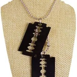 eshoppee Designer Black Color Blade Pendant Locket Chain Men's Necklace (Black Blade)-picture-15