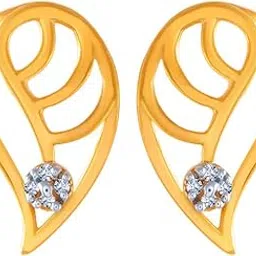 p.c. chandra jewellers 14k (585) Yellow Gold and American Diamond Stud Earrings for Women-picture-19