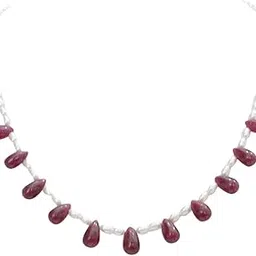suratdiamond Single Line Multicolour Real Drop Ruby and Rice Pearl Necklace for Women-picture-19