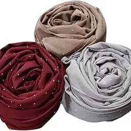 Premium Rhinestone Hijab | Korean Georgette | 70 x 30 Inch | Sparkle Scarf for Women | Soft & Lightweight Fabric COMBO PACK OF 3-picture-26