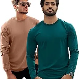 veirdo Pure Cotton Round Neck Regular Fit Solid Full Sleeve T-Shirt Combo for Men & Boys (Pack of 2 Available in Size S to 2XL)-picture-23