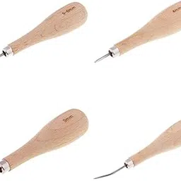 Enakshi® 4 Pieces Wooden Handle Leather Stitcher Sewing Steel Awl for Leather Crafts|Crafts | Leathercrafts | Leathercraft Tools | Other Leather Tools-image-27