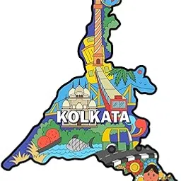 Skywalk India Souvenir Wooden MDF Kolkata Fridge Magnet (Multicolour) M-503-image-10