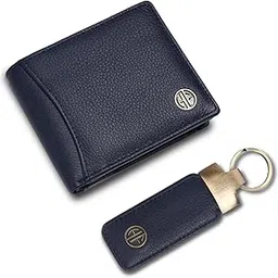 Leather Men RFID Blocking Wallet(Blue With Keyring)-image-81