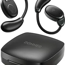 Donner Open-Ear Headphones, Bluetooth 5.3 Earphones Wireless Earbuds with 4 Mic Clear Calls, 15mm Drivers, 40H Playtime, Ergonomic Ear Hooks, Fast Charging, Dobuds Open, Black-picture-29