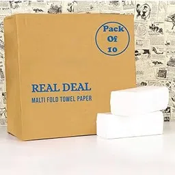 Real Deal | High Absorbent 1500 Sheets | Pack of 10 M Fold Tissue Paper | White Folded Towel Sheets 22.3 X 20.4 cm | 34 Gsm | Pure White-picture-12