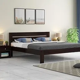 NAVYA FURNITURE Solid Sheesham Wood Queen Size Bed for Bedroom | Wooden Queen Size Bed Without Storage with Headboard for Bedroom & Hotel Furniture,Living Room | Wooden Double Bed Cot| Walnut Finish-picture-22