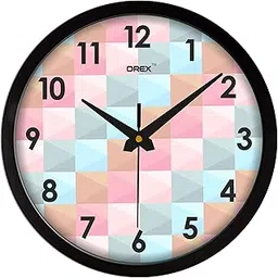 OREX 12 inch Round Shape Wall Clock Home/Kitchen/Living Room/Bedroom/Office, Black Multicolor (30.5 x 30.5 x 4 cm) - 20-picture-31