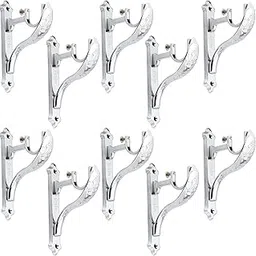 Ferio Curtain Rod Holder for Window Accessories Heavy Duty Curtain Holder Chrome Finish Jaguar Curtain Brackets for 1 Inch Curtain Pipe (Pack of 10, Zinc) image 1