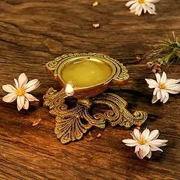 Prateek Brass Diya for Pooja | Decorative Oil Lamp | Traditional Indian Deepak for Mandir & Festive Decor (DI-05) 1 Pcs-image-72