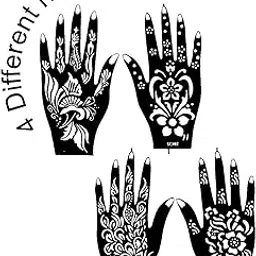 IVANA'S Heena Mehandi Tatto Stencil Set for | Hand | Body | Fingure | Face | Heena Art Temporary Tatto for Kids, Girls & Women, Design - IVUS-01, Black, M (C-IVUS-01)-image-62