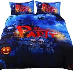 Merishopp 4Pcs Bedding Sheet Set Scaring Bedding Collection Pillowcase Cover 5#|2 Piece Curtain Rod Bracket|Duvet Covers & Sets| Bedding-image-37