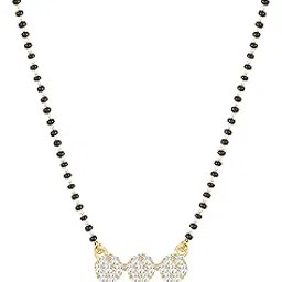 amaal American Diamond Mangalsutra for women stylish 1gm gold mangal sutra short AD CZ Pendant Necklace design jewellery for women nallapusalu chains one gram 18 inch black beads chain golden -32-picture-23