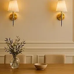 Weldecor Modern Wall Lamp for Living Room & Bedroom | Elegant Gold Finish Wall Sconce with Fabric Shade | Decorative Indoor Wall Light for Home & Hotel” (2)-picture-26