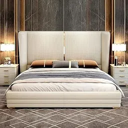 Wakeup India Grandiose King Size Upholstered Bed in White Colour with Box Storage image 1