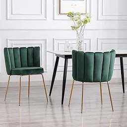 Janzo Furnitures Traditional Gold Bar Chair Velvet,Seat Chair with Upholstered Backrest-Green-picture-21