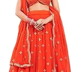 neel art Women's Georgette fabric Sequined Embroidery Lehenga Choli with Dupatta (Semi Stitched).-picture-35