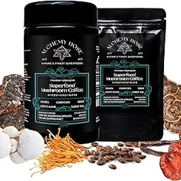 Alchemy Dose - Mushroom Coffee 1000 MG MycoSynergy Blend with 100 MG SUNTHEANINE™ | Lions Mane, Reishi, Cordyceps, Chaga, Turkey Tail Mushroom Extracts with Coffee | Shroom Coffee (DOSE BAG, 10 Servings)-picture-13
