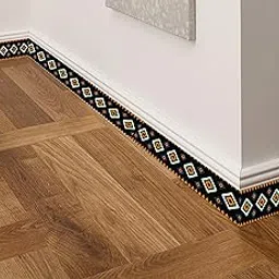 DivineDesigns Black Shapes Tile Bottom Floor Strip Vinyl Reusable Self-Adhesive Sticker s (One Strip Size :- 4 X 24 Inch) Set of 11 Strips-image-21